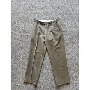 Brooks Brothers Vintage Beige Wool Pleated Straight Dress Pants, Made in Italy